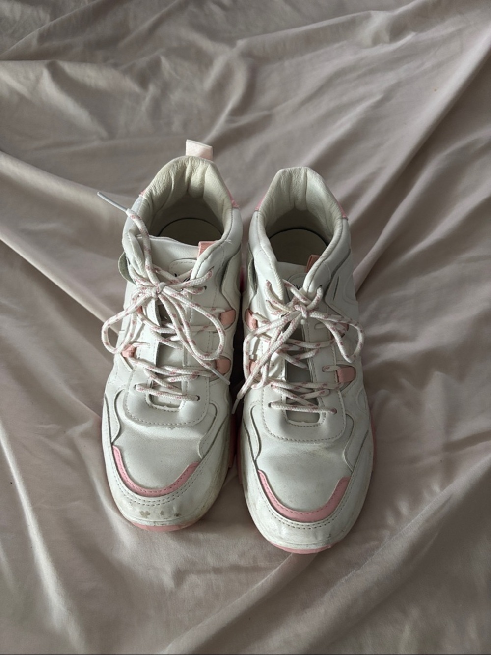 SHEIN White and Light Pink Women's Athletic Sneakers